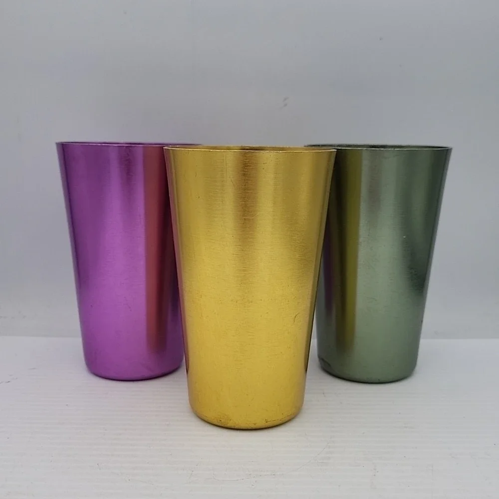 3 Vintage‎ Aluminum Vintage Retro Multicolor Tumblers 10oz